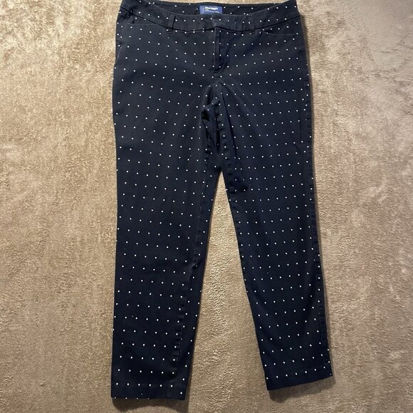 Old Navy Pants Womens 12 Pixie Mid Rise Polka Dot Navy Ankle Casual Straight - Picture 1 of 7